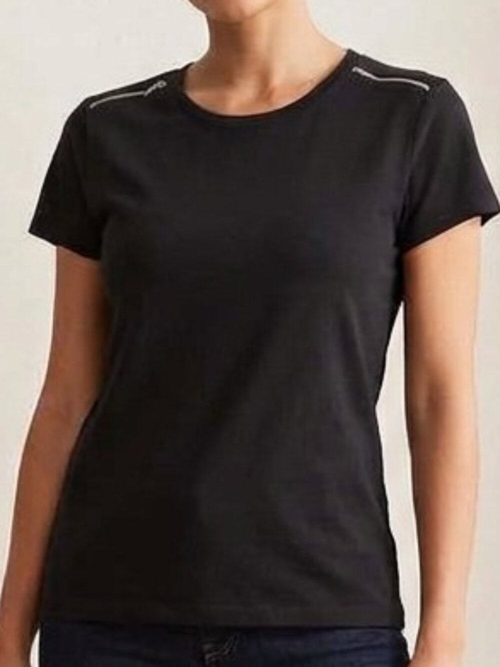 Grace Black‎ Zipper Shoulders T-Shirt Size M